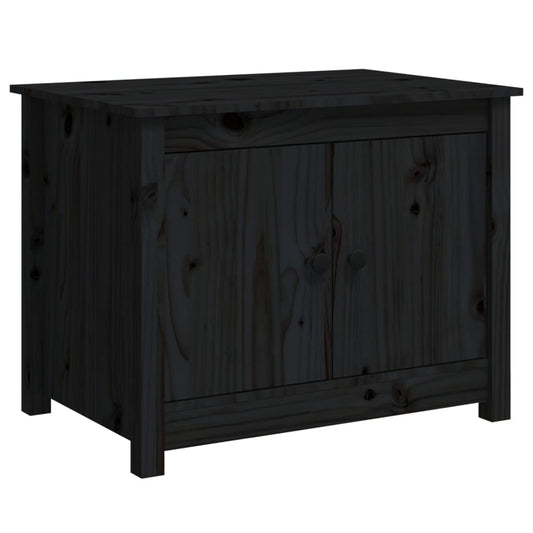 Mesa De Centro De Madera Maciza De Pino Negro 71x49x55 Cm_0
