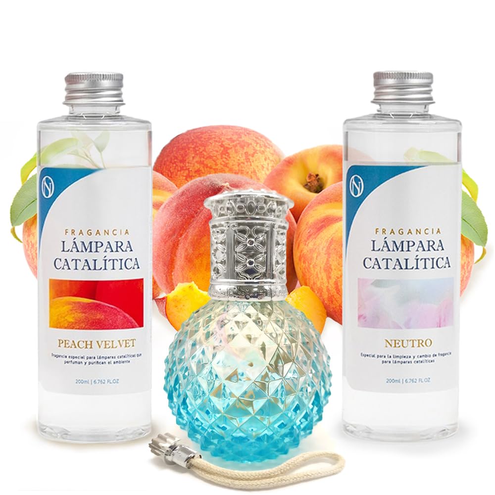 Pack Ahorro Lámpara Catalítica Blue Diamonds + Fragancia Peach Velvet 200ml + Limpiador Neutro 200ml + Mecha Repuesto_0