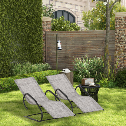 Outsunny Juego De 2 Tumbonas De Jardín Relax Con Reposapiés 160x59,5x83 Cm Gris_1