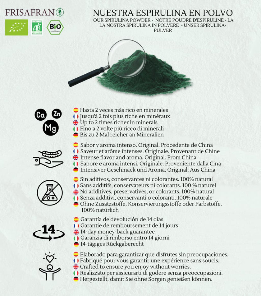 Espirulina En Polvo Ecológica - Calidad Y Sabor | Frisafran 100 G_5