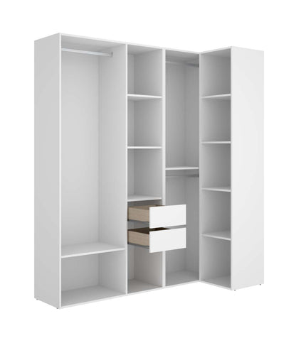 Vestidor De Rincón Reus Con Estantes, 2 Cajones Y Trasera Reversible En Blanco/natural, 2_5