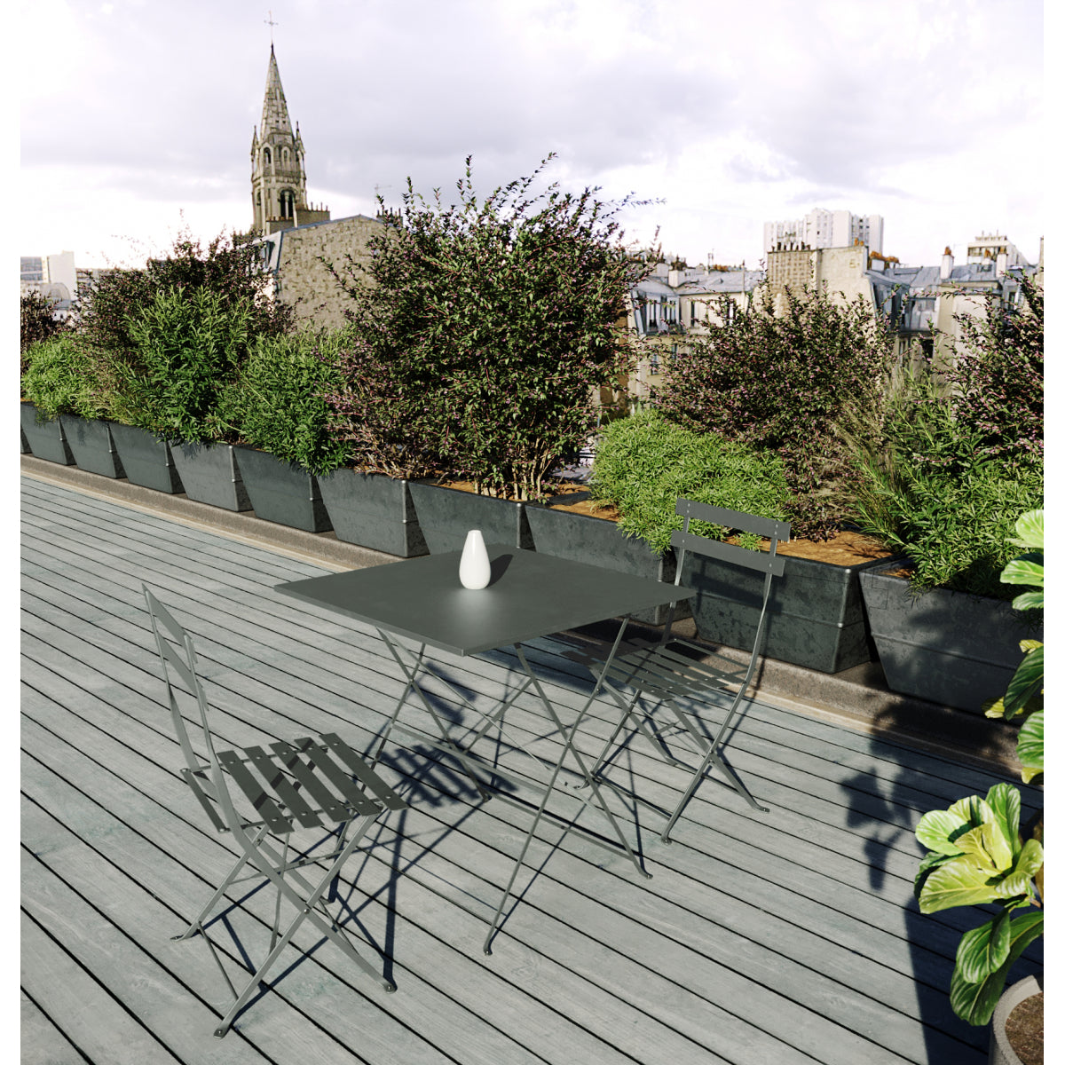 Mesa De Jardín Plegable Bistrot Cuadrada 2 Personas Caqui 70x70cm- Mobiliario De Jardín_4