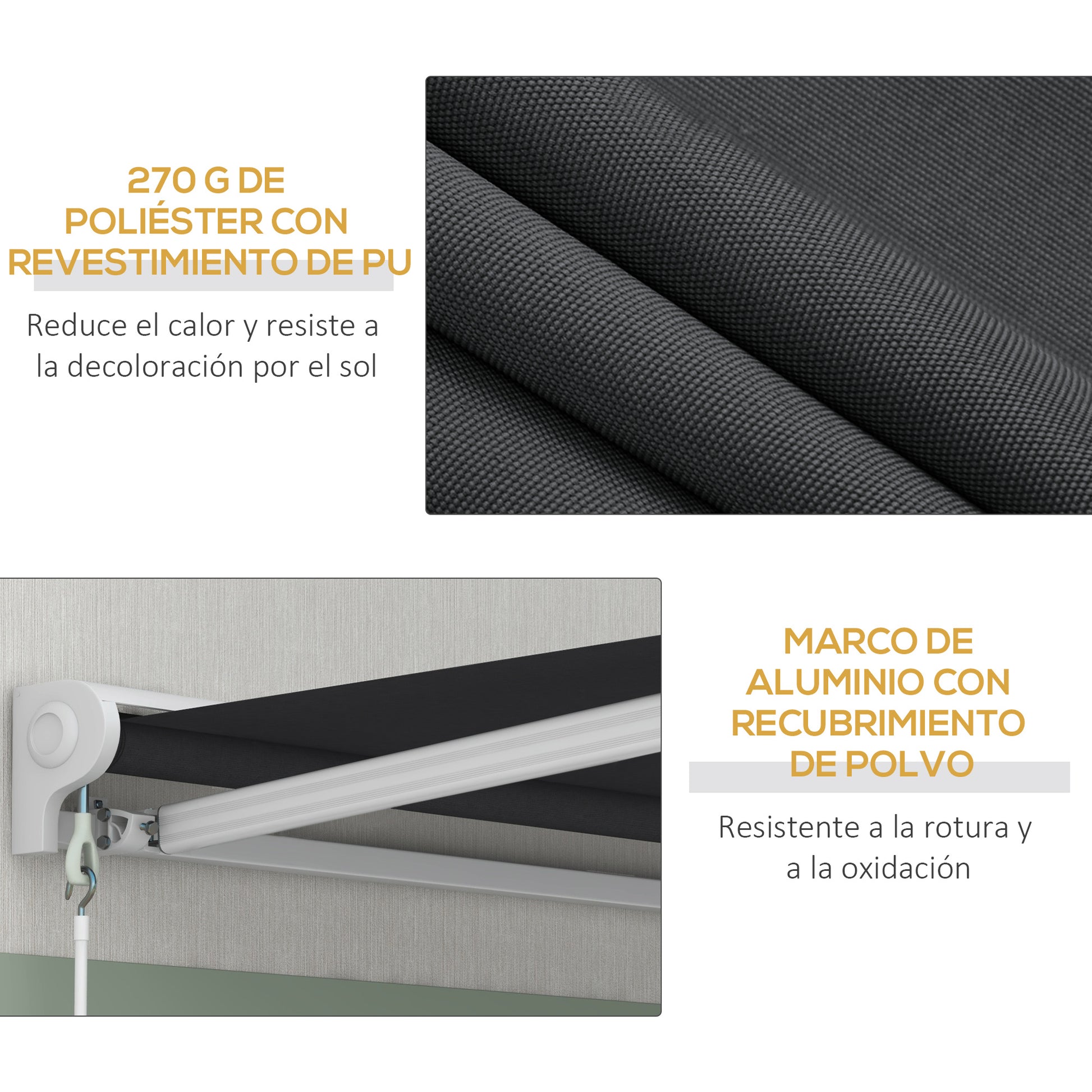 Outsunny Toldo Eléctrico Retráctil Y Manual 2,5x2 M Con Mando A Distancia Gris_5