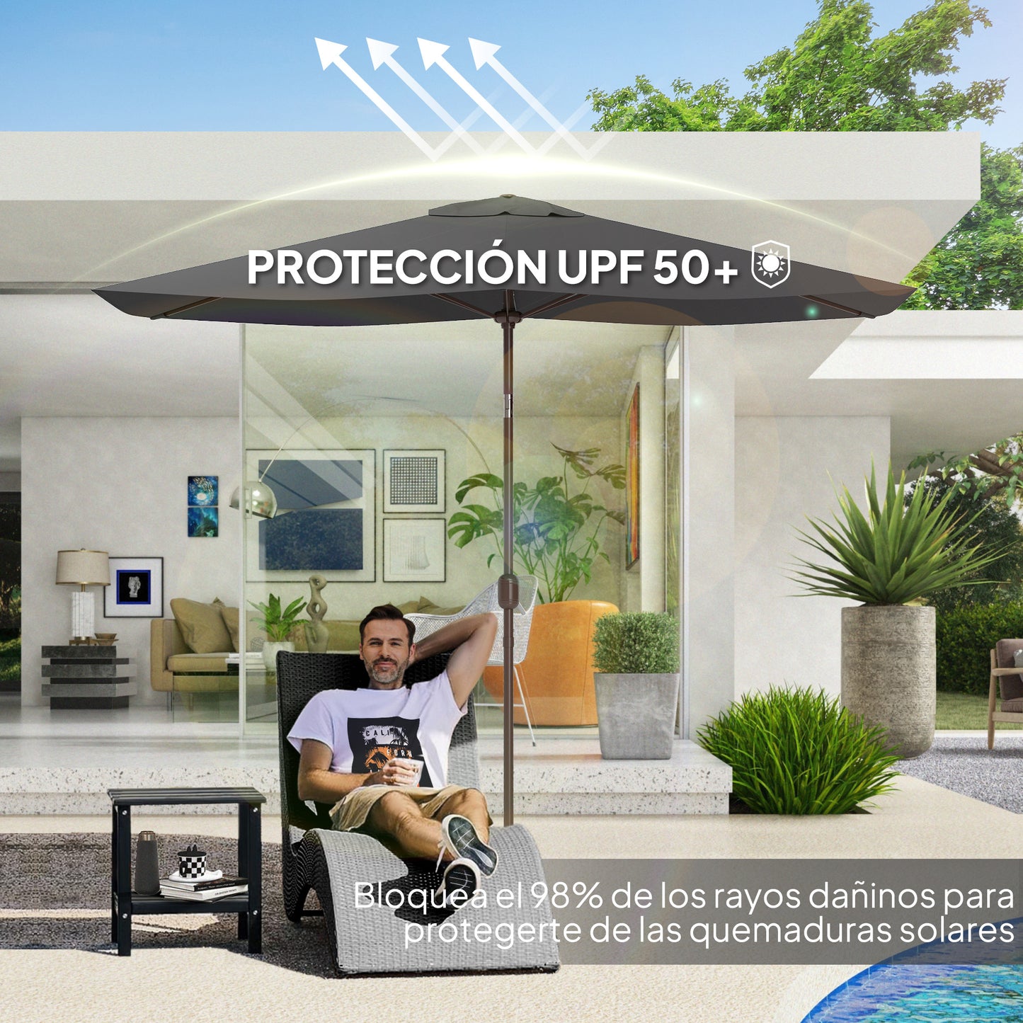 Outsunny Toldo De Recambio De Sombrilla De 3x2 M Con Ventilación Superior Gris_5
