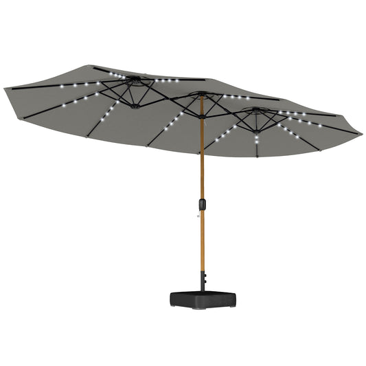 Outsunny Sombrilla Doble 4,6x2,6 M Con 48 Luces Led Base Incluida Y Manivela_0