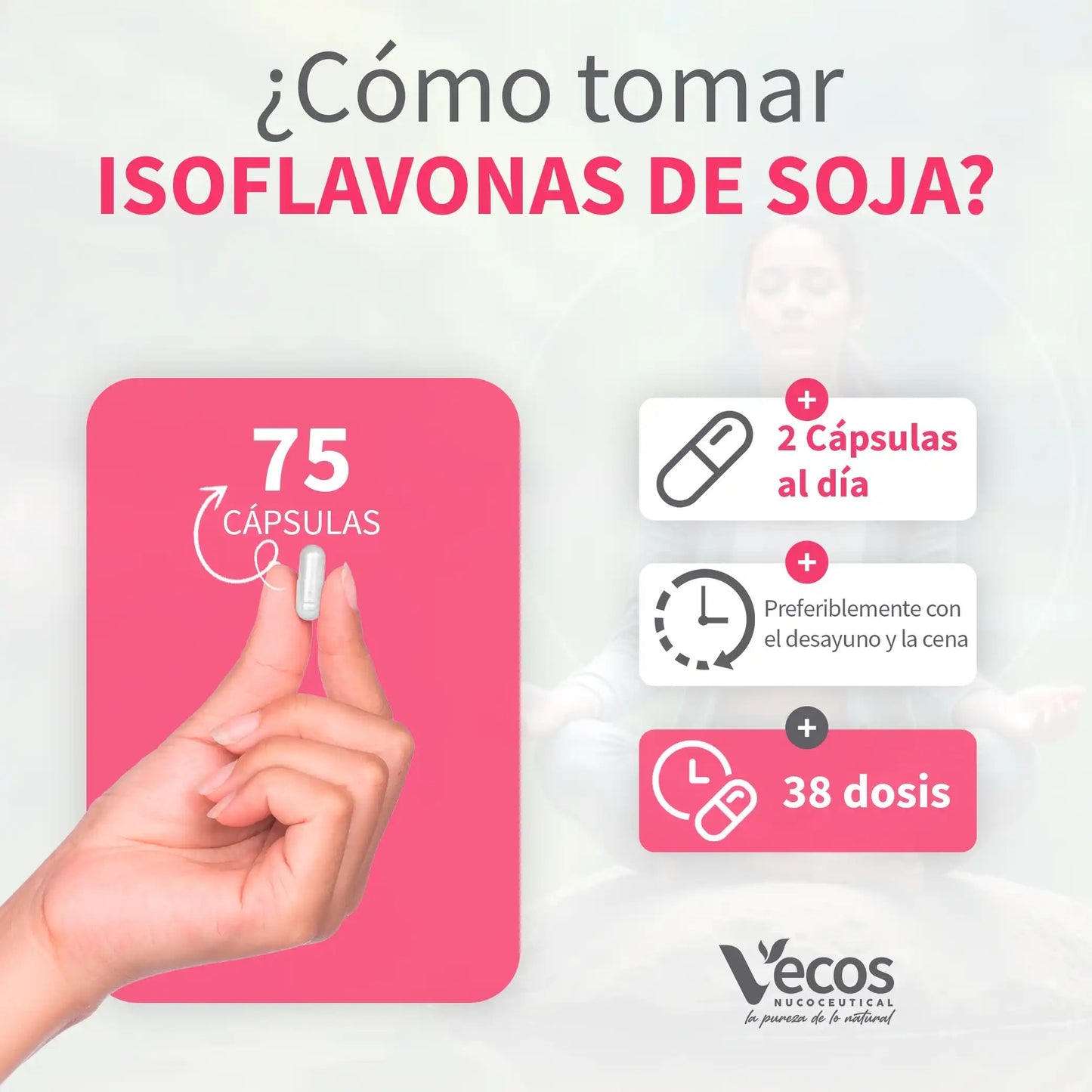 Isoflavonas de soja calcio magnesio zinc Vecos 75 capsulas