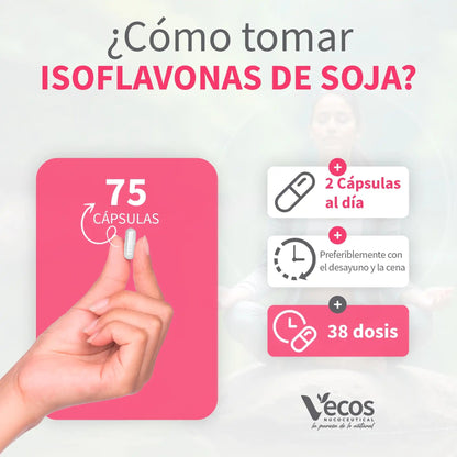 Isoflavonas de soja calcio magnesio zinc Vecos 75 capsulas