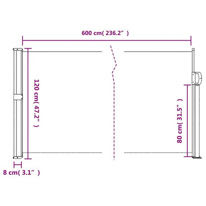 Vidaxl Toldo Lateral Retráctil Crema 120x600 Cm_2