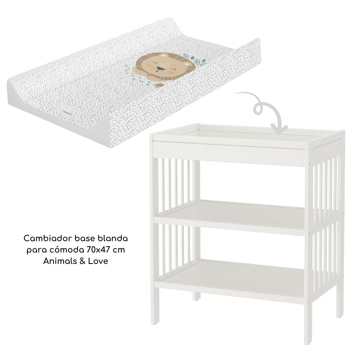 Cambiador Base Blanda Para Cómoda 70x47 León