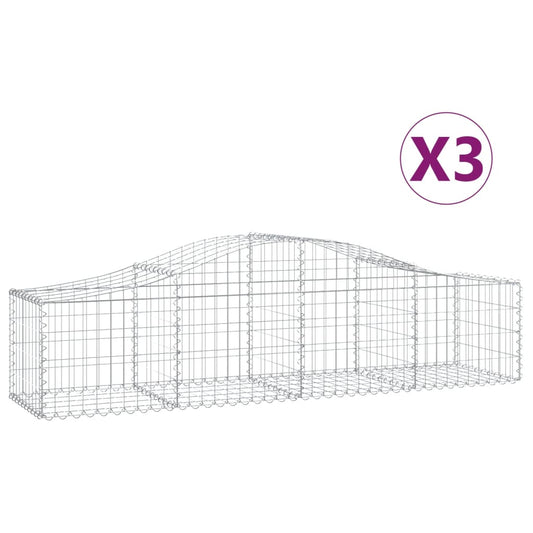 Cestas De Gaviones 3 Uds Forma De Arco Hierro 200x50x40/60 Cm_0