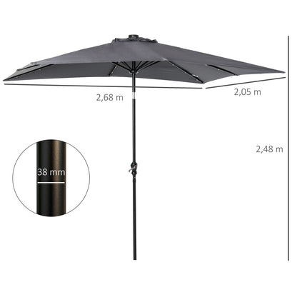 Outsunny Sombrilla De Jardín 2,7x2x2,5 M Con Techo Inclinable Luces Led Gris_2