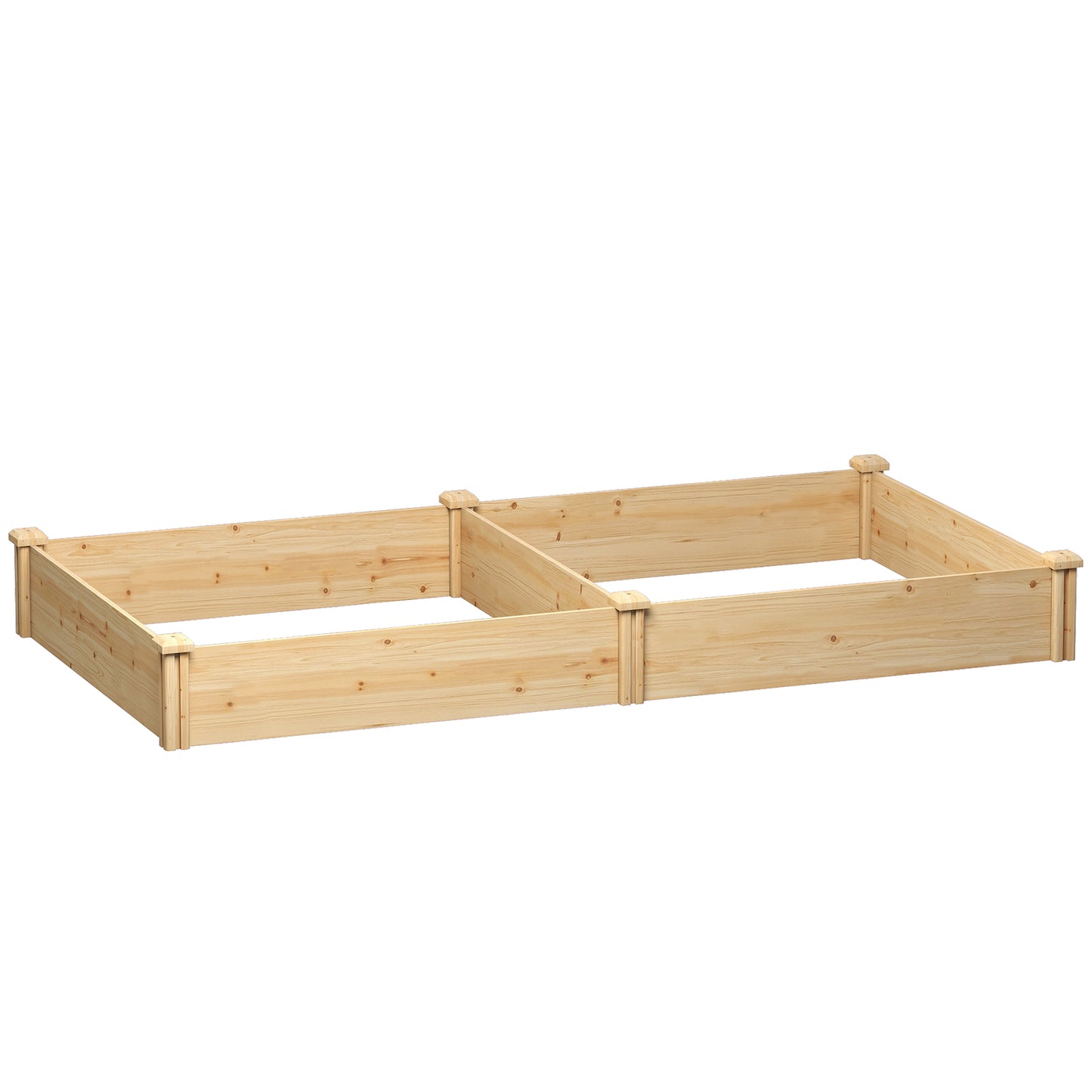 Outsunny Jardinera Elevada De Madera Con Divisor Y Base Abierta Natural_0