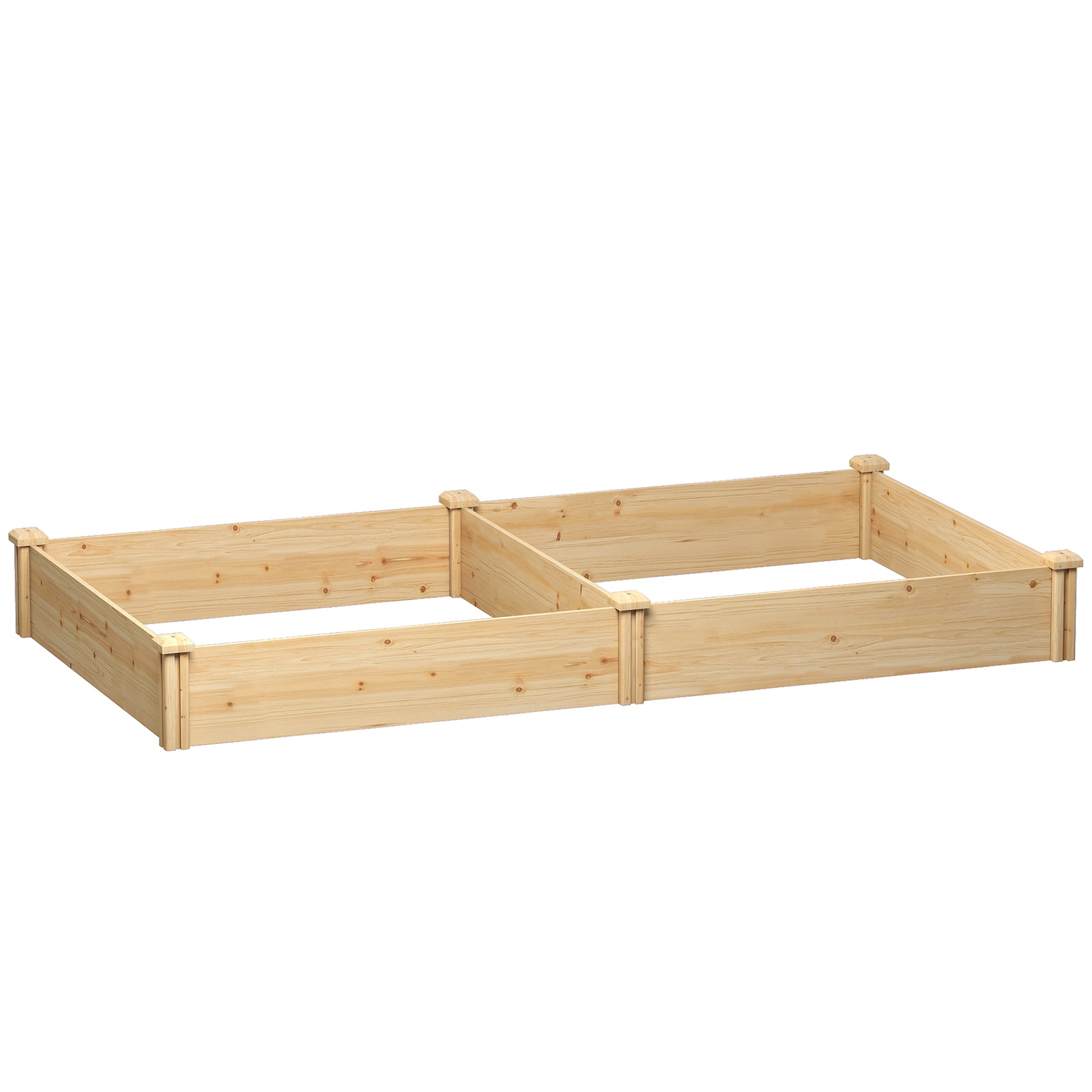 Outsunny Jardinera Elevada De Madera Con Divisor Y Base Abierta Natural_0