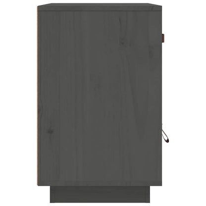 Mesita De Noche Madera Maciza De Pino Gris 40x34x55 Cm_4