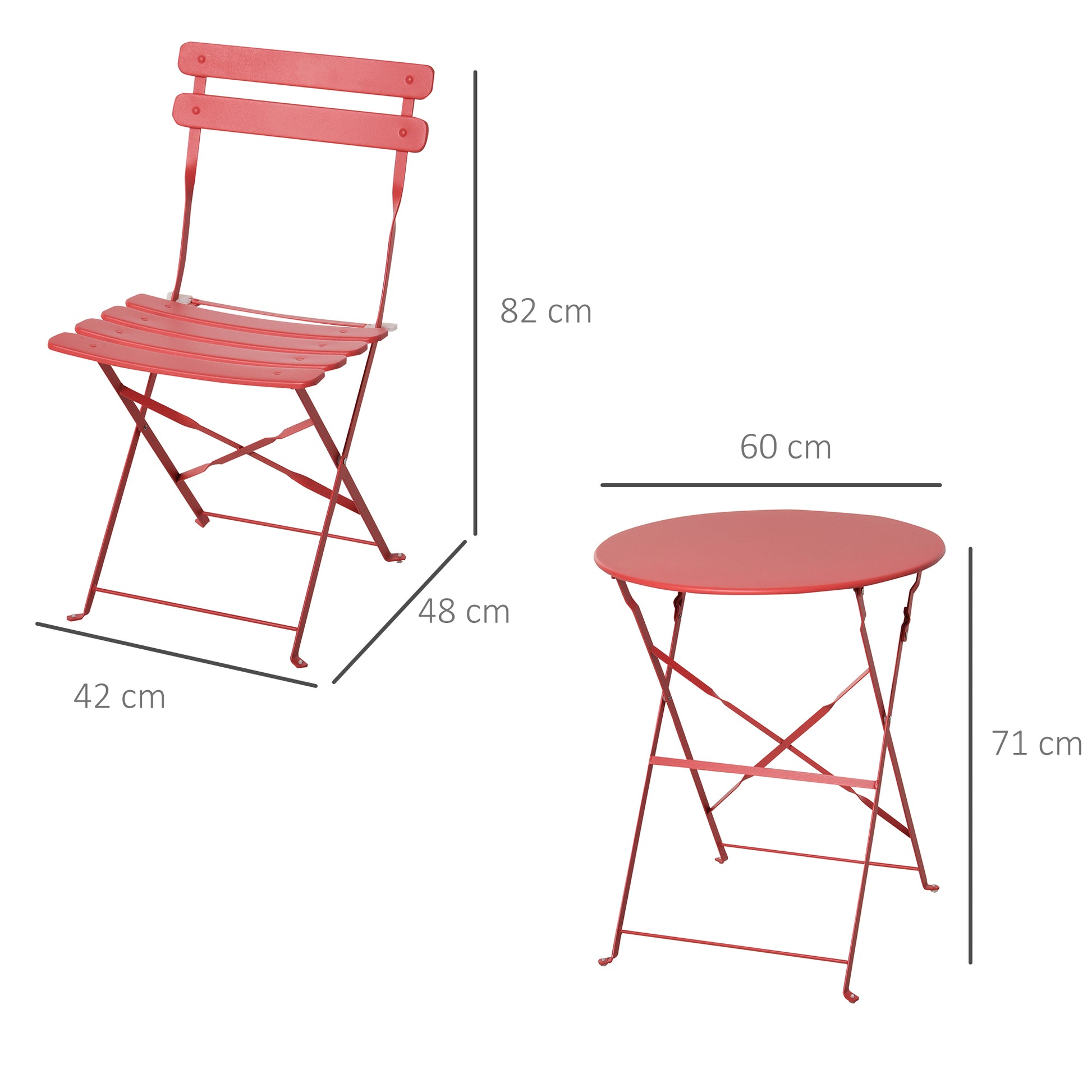 Outsunny Conjunto De Muebles Plegables De Jardín Mesa Y 2 Sillas De Metal Ø60x71_2