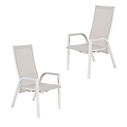 Pack 2 Sillones Sillones Para Jardín, Reclinables Y Ajustables, Aluminio Y Textilene, Color Blanco, Sillon:110x57x70_0