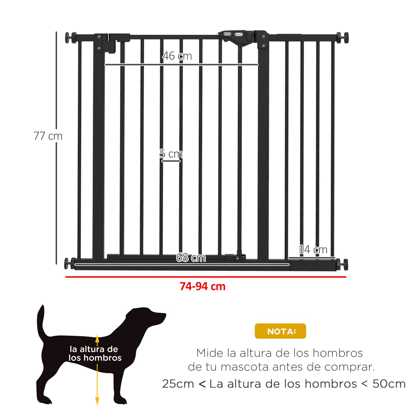 Pawhut Barrera De Seguridad Para Perros Extensible 74-94 Cm_2
