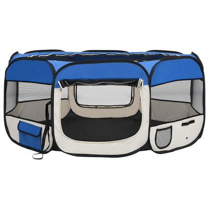 Parque De Perros Plegable Y Bolsa Transporte Azul 145x145x61cm_2