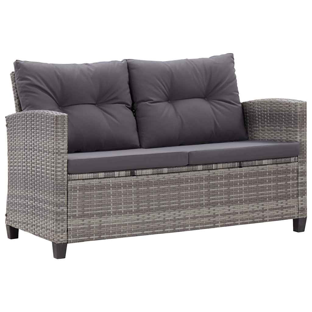 Vidaxl Sofá De Jardín 2 Plazas Y Cojines Ratán Sintético Gris 124 Cm_0
