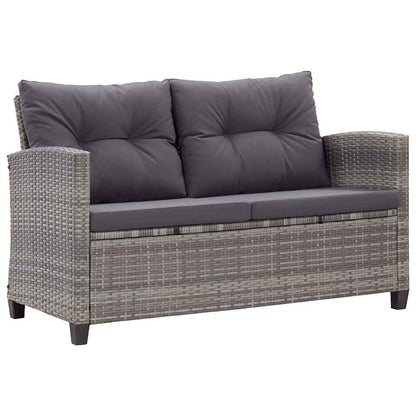 Vidaxl Sofá De Jardín 2 Plazas Y Cojines Ratán Sintético Gris 124 Cm_0