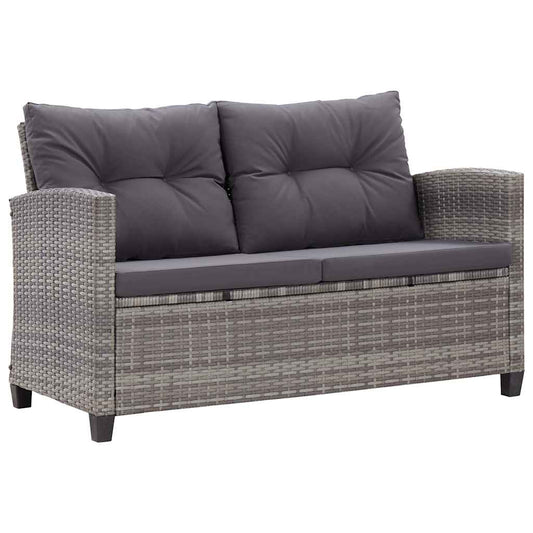 Vidaxl Sofá De Jardín 2 Plazas Y Cojines Ratán Sintético Gris 124 Cm_0