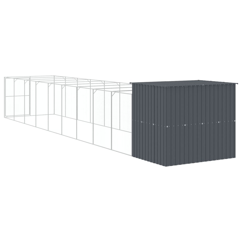Caseta Perros Con Corral Acero Galvanizado Gris 214x1069x181 Cm_4