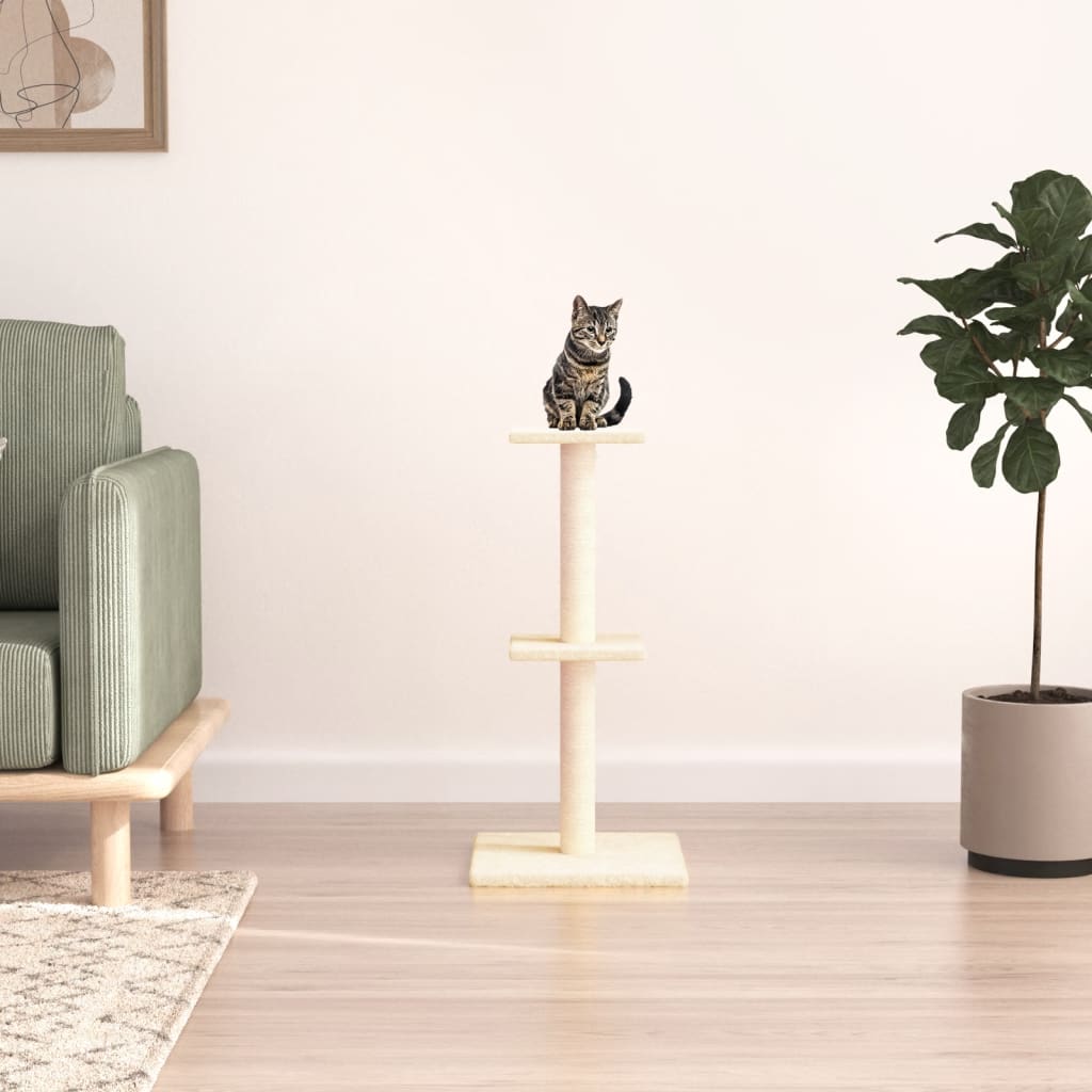 Rascador Para Gatos Con Postes De Sisal Color Crema 73 Cm_1