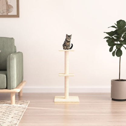 Rascador Para Gatos Con Postes De Sisal Color Crema 73 Cm_1
