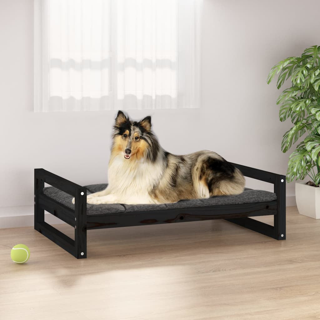 Vidaxl Cama Para Perros Madera Maciza De Pino Negro 95,5x65,5x28 Cm_1