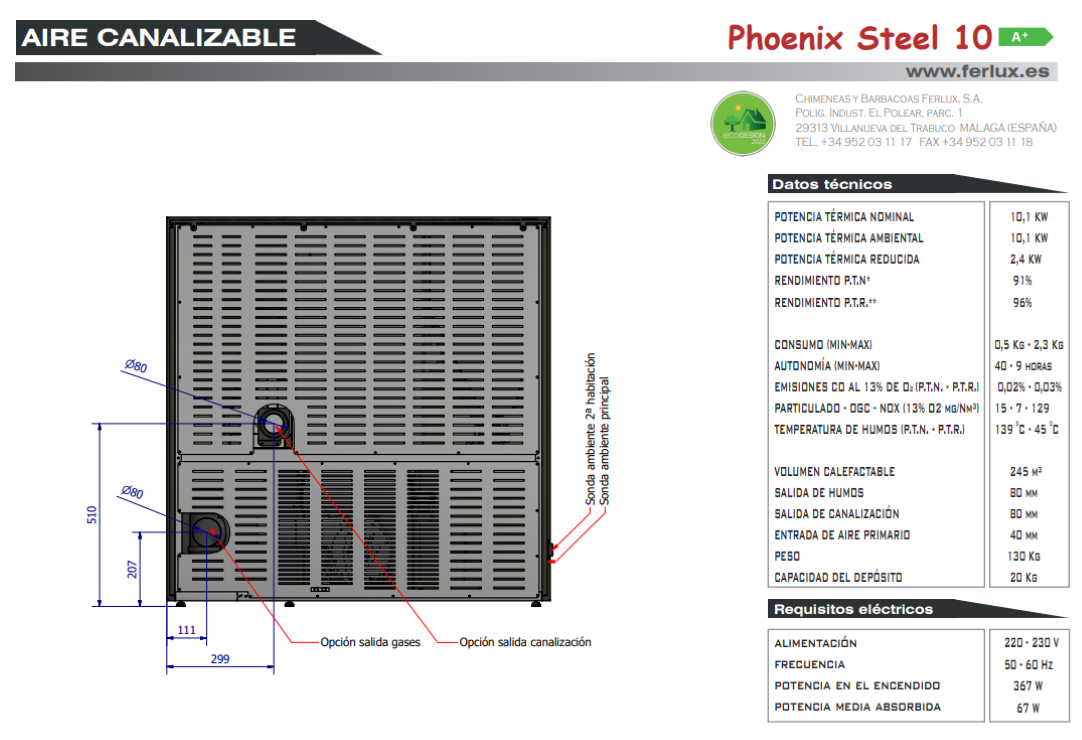 Bricosol Estufa De Pellets Phoenix Steel 10 Blanco Perla De Ferlux_3