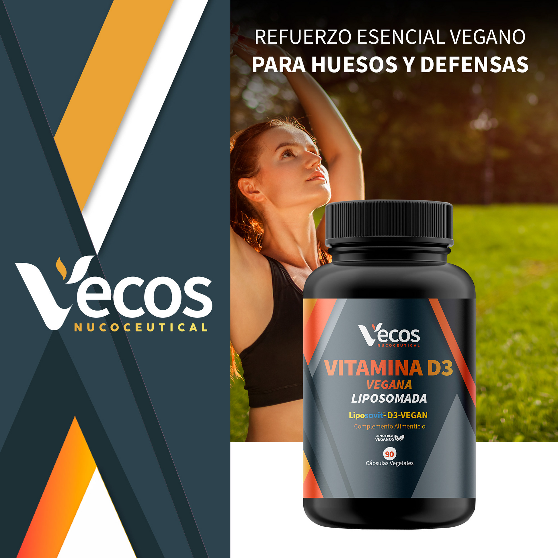 Vitamina D3 Vegana Liposovit® Vecos 90 Cápsulas | Salud Ósea E Inmune | 2000 Ui Por Cápsula_1