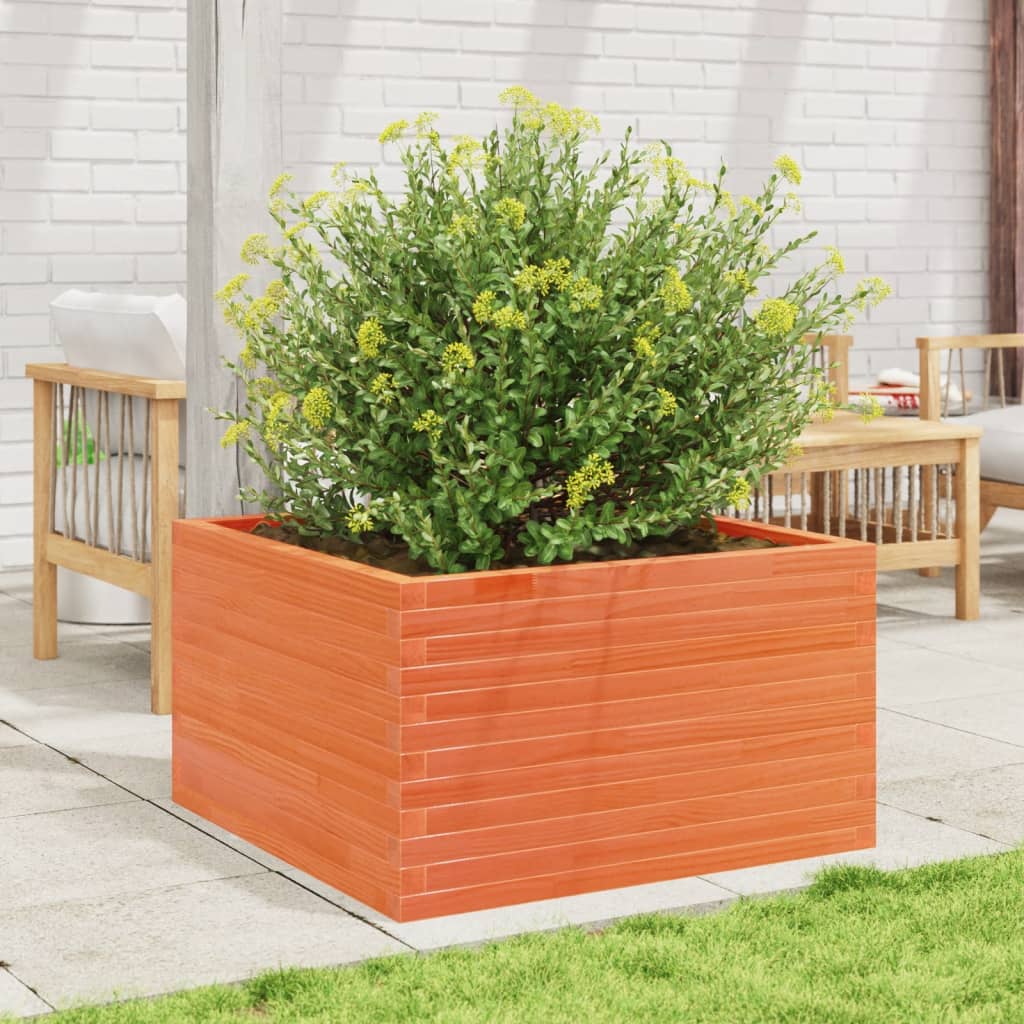 Jardinera De Madera Maciza De Pino Marrón Cera 80x80x45,5 Cm_2