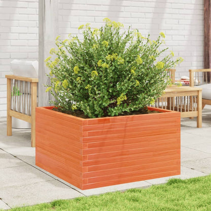 Jardinera De Madera Maciza De Pino Marrón Cera 80x80x45,5 Cm_2