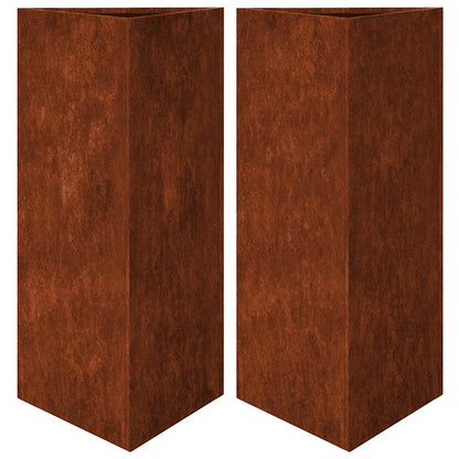 Jardineras Triangulares 2 Uds Acero Oxidado 40x34,5x75 Cm_0