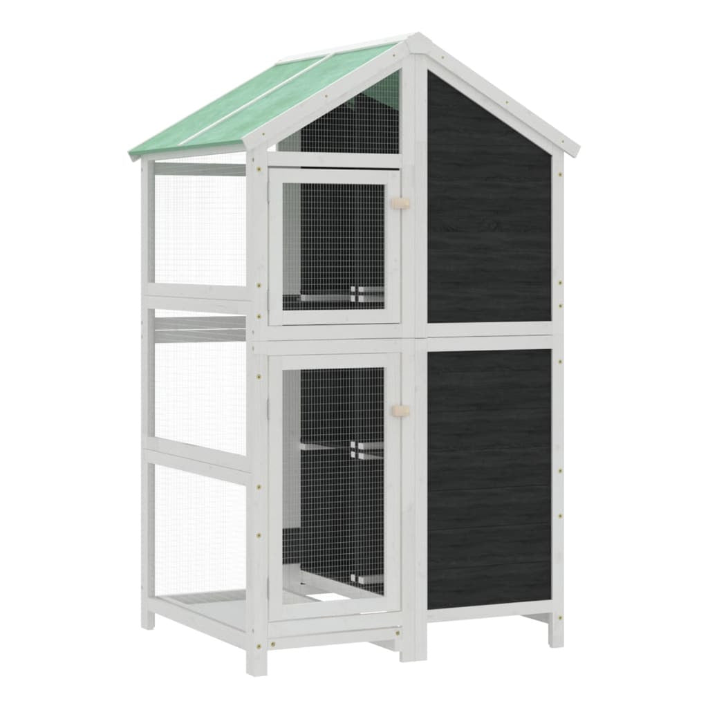 Vidaxl Casita Para Pájaros Madera Maciza Pino Gris 97x81x152 Cm_0