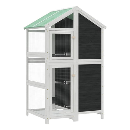 Vidaxl Casita Para Pájaros Madera Maciza Pino Gris 97x81x152 Cm_0
