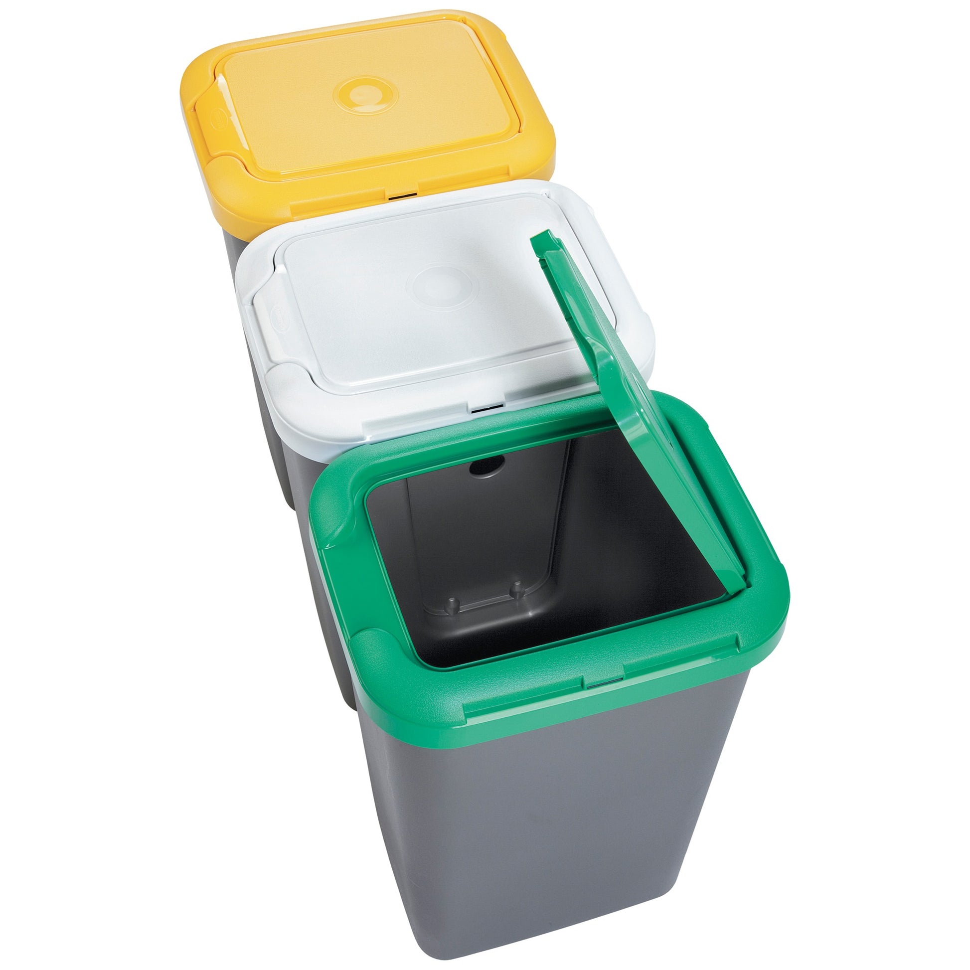 Papelera Reciclaje 3 Compartimentos, 75 Litros, Dimensiones: 78,5 (ancho) X 33 (profundo) X 47,5 (alto) Cmplástico - Multicolor_1