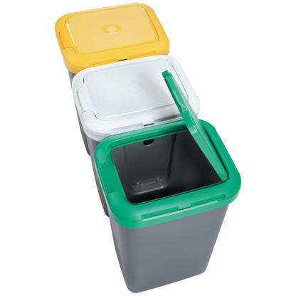 Papelera Reciclaje 3 Compartimentos, 75 Litros, Dimensiones: 78,5 (ancho) X 33 (profundo) X 47,5 (alto) Cmplástico - Multicolor