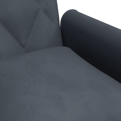 Sofá Cama 2 Plazas Y Almohadas Taburete Terciopelo Gris Oscuro / Vetonek_3