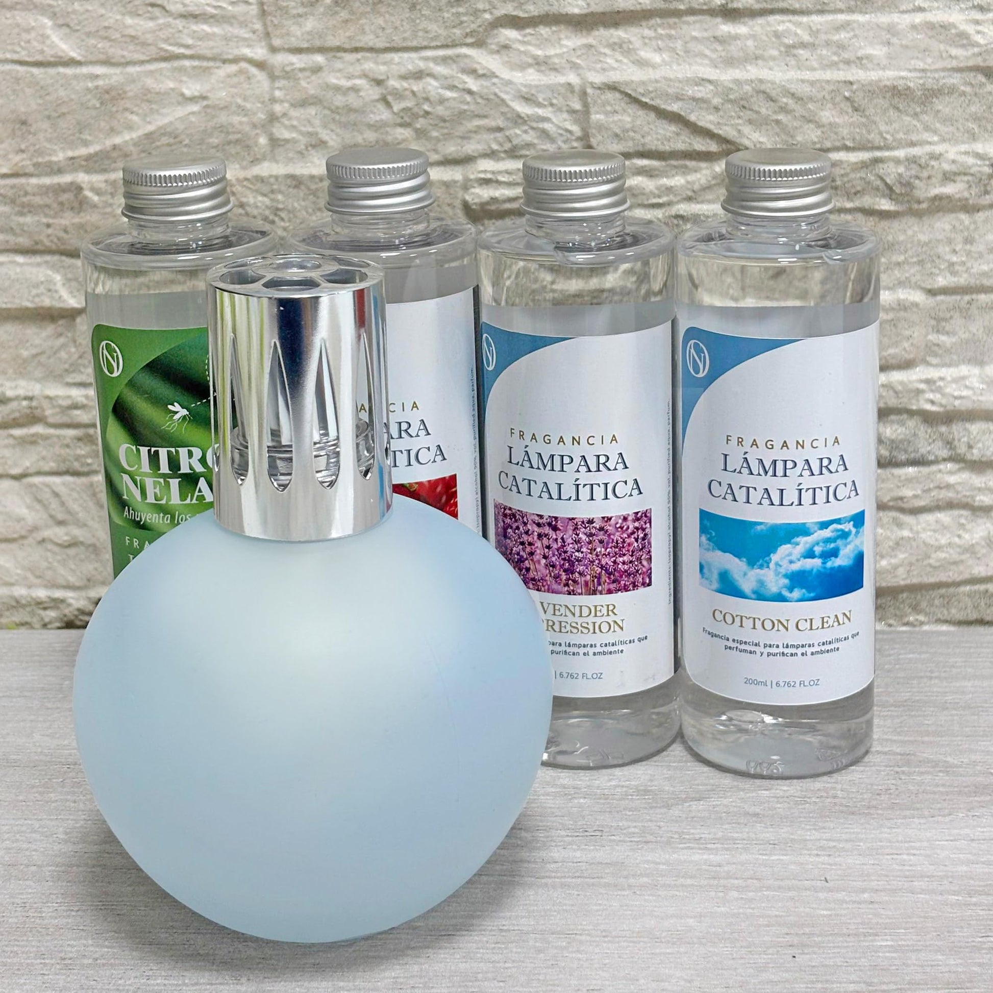 Lámpara Catalítica Azul Grisáceo Mate + Aroma Winter Citrus 500ml - Elimina Olores, Perfuma Y Mejora La Calidad Del Aire_3