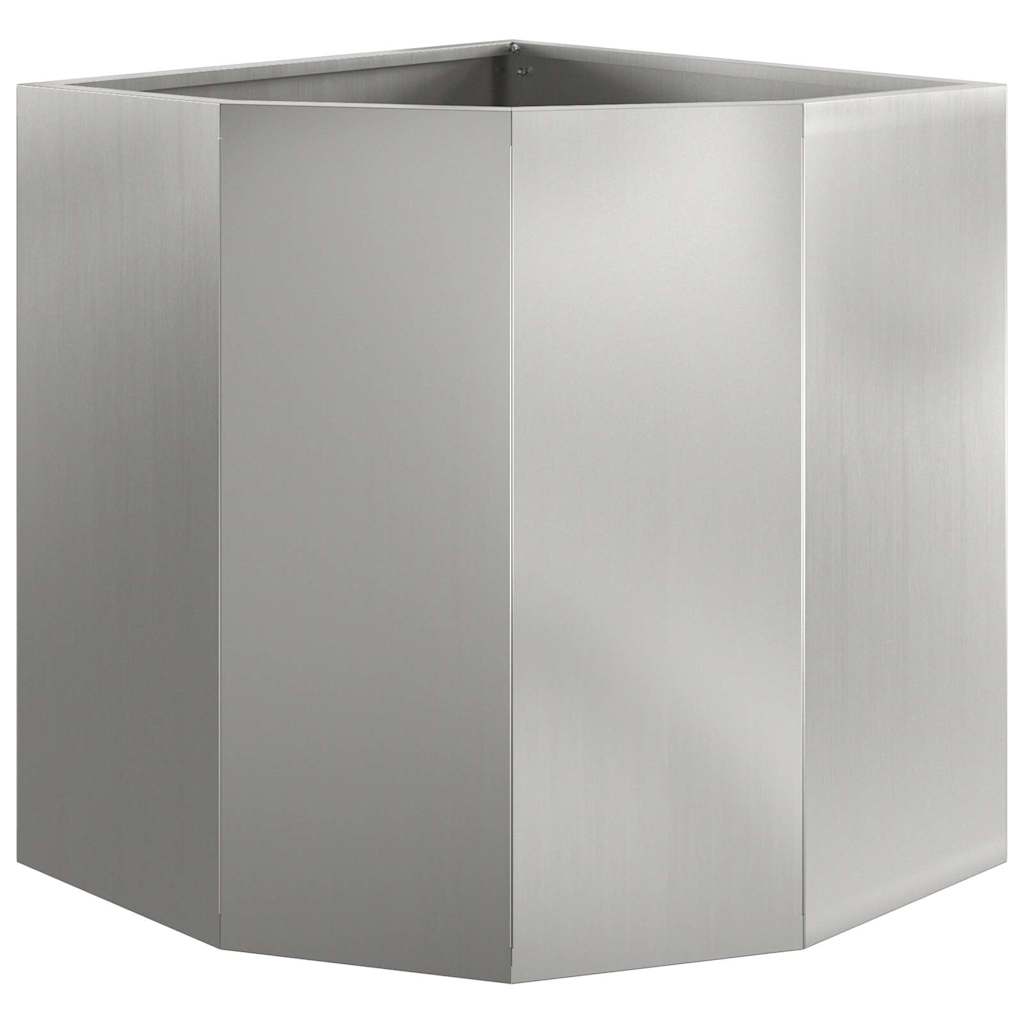 Macetero De Esquina Plateado 45 X 45 X 50 Cm Acero Galvanizado_4