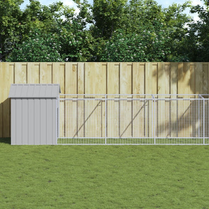 Vidaxl Caseta Perros Tejado Acero Galvanizado Gris Claro 117x609x123cm_1