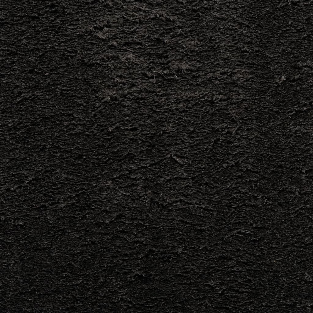 Alfombra De Pelo Corto Suave Lavable Huarte Negro Ø 120 Cm / Vetonek_4