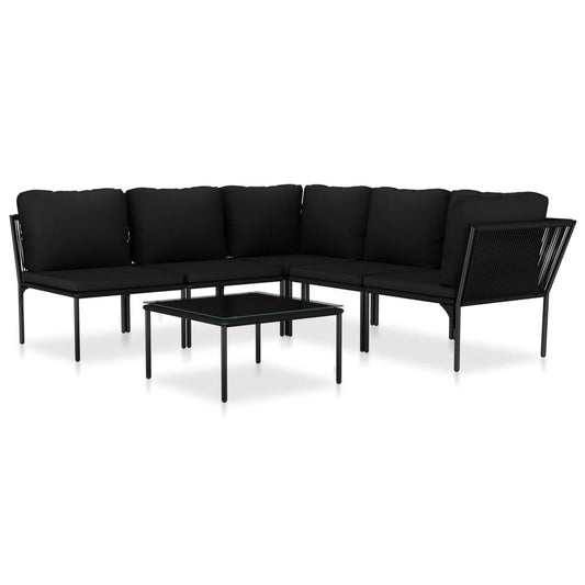 Vidaxl Juego De Muebles De Jardín 6 Piezas Con Cojines Pvc Negro_0
