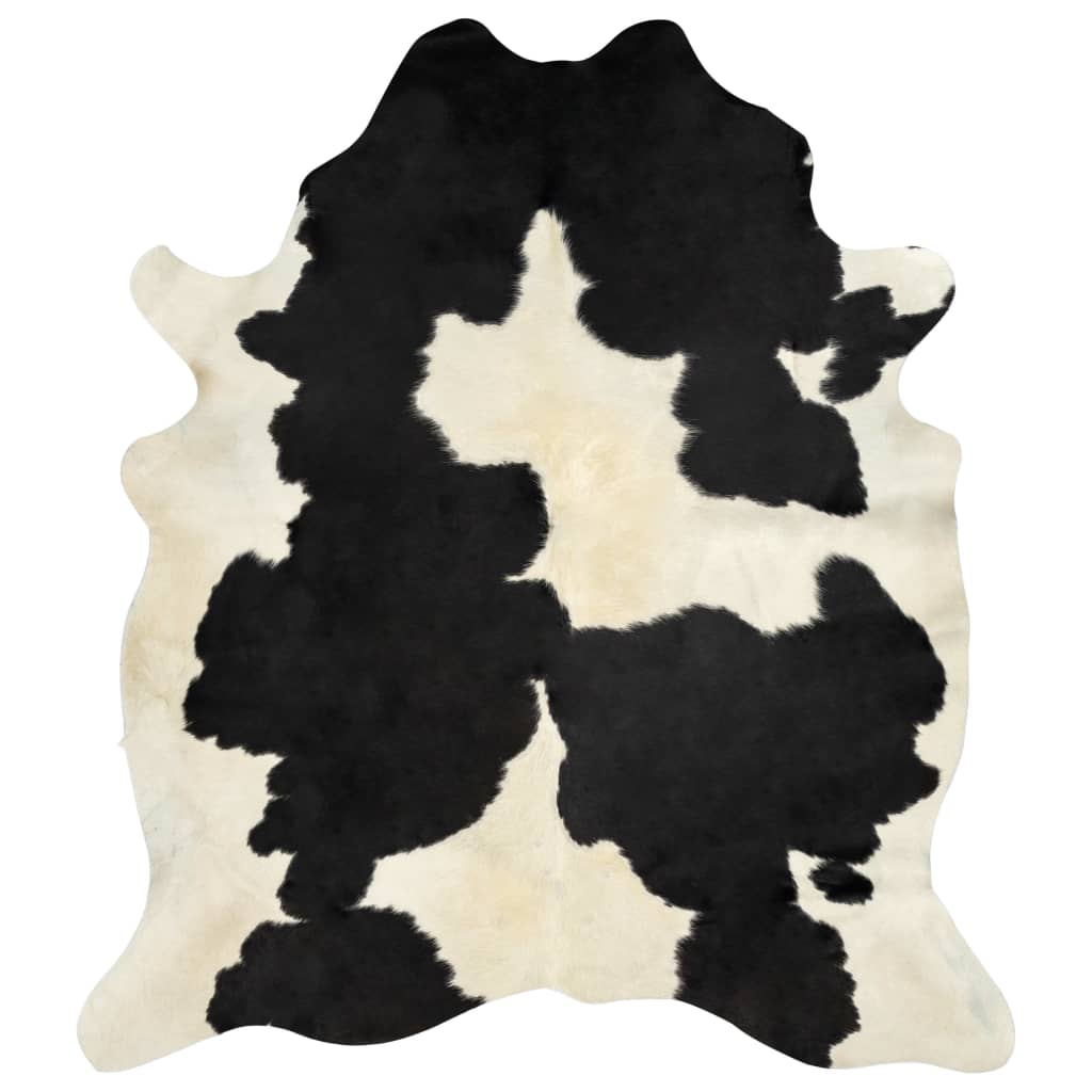 Alfombra De Piel De Vaca Real Negro Y Blanco 150x170 Cm / Vetonek_2