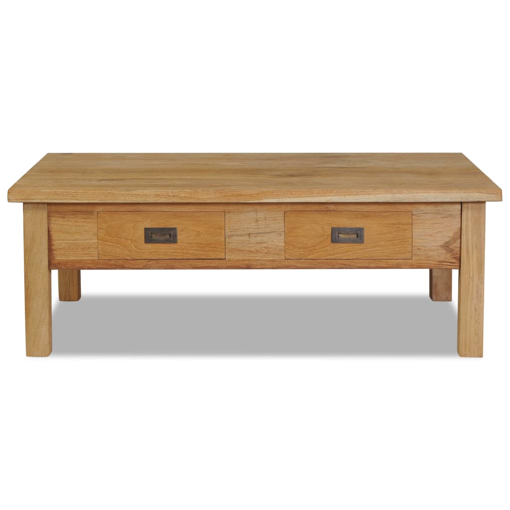 Mesa De Centro Madera De Teca Maciza 100x60x35 Cm_0