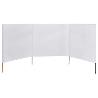 Vidaxl Paravientos De Playa De 3 Paneles De Tela 400x120 Cm Blanco_1