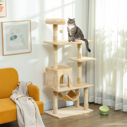Pawhut Árbol Rascador Para Gatos Grande 70x40x152cm Con Múltiples Plataformas_1