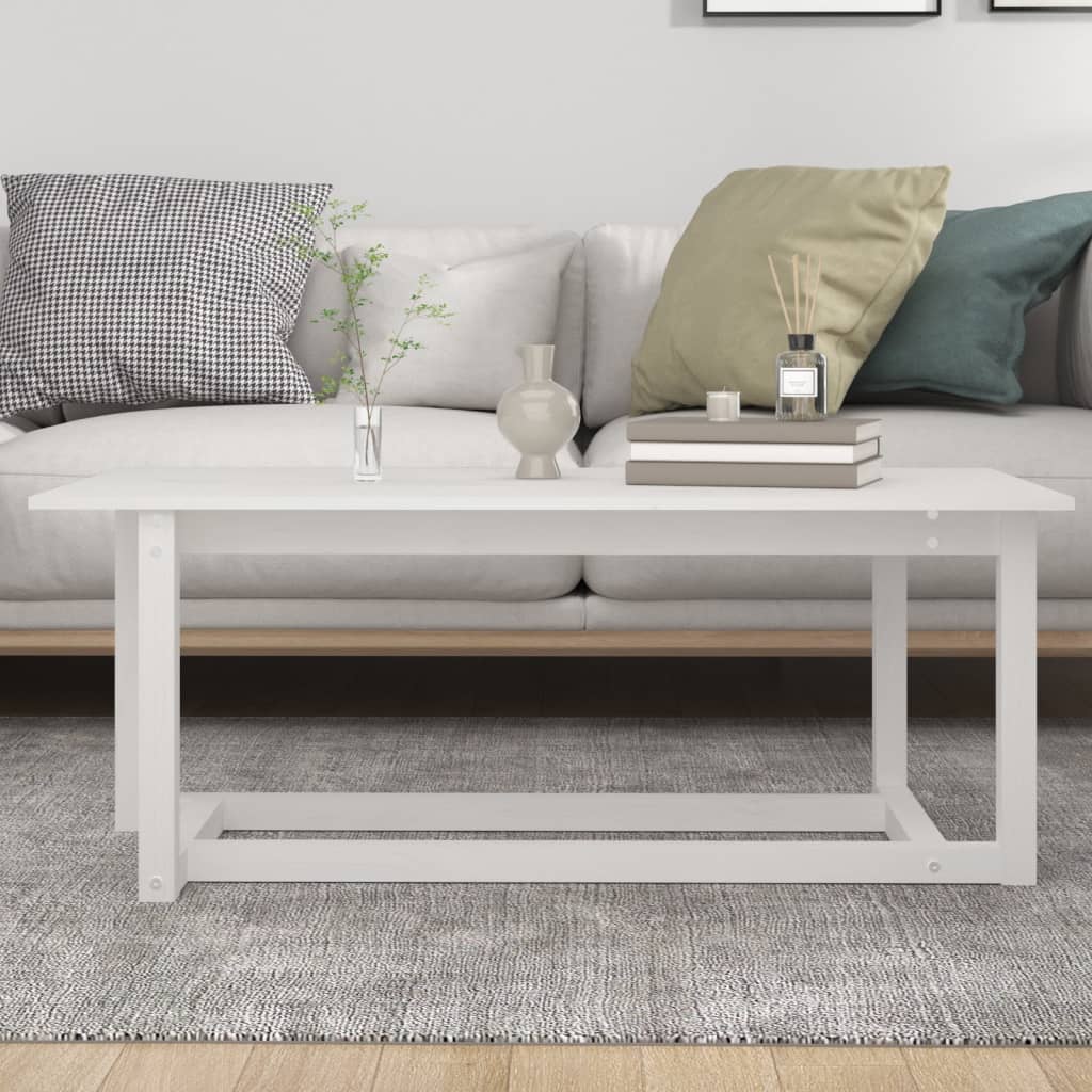 Mesa De Centro De Madera Maciza De Pino Blanco 110x55x45 Cm_3