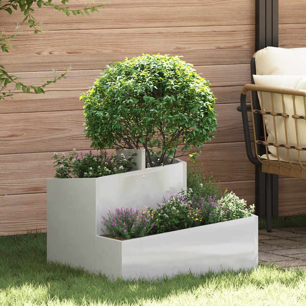 Macetero De Jardín Plateado 60 X 60 X 50 Cm Acero Inoxidable_1
